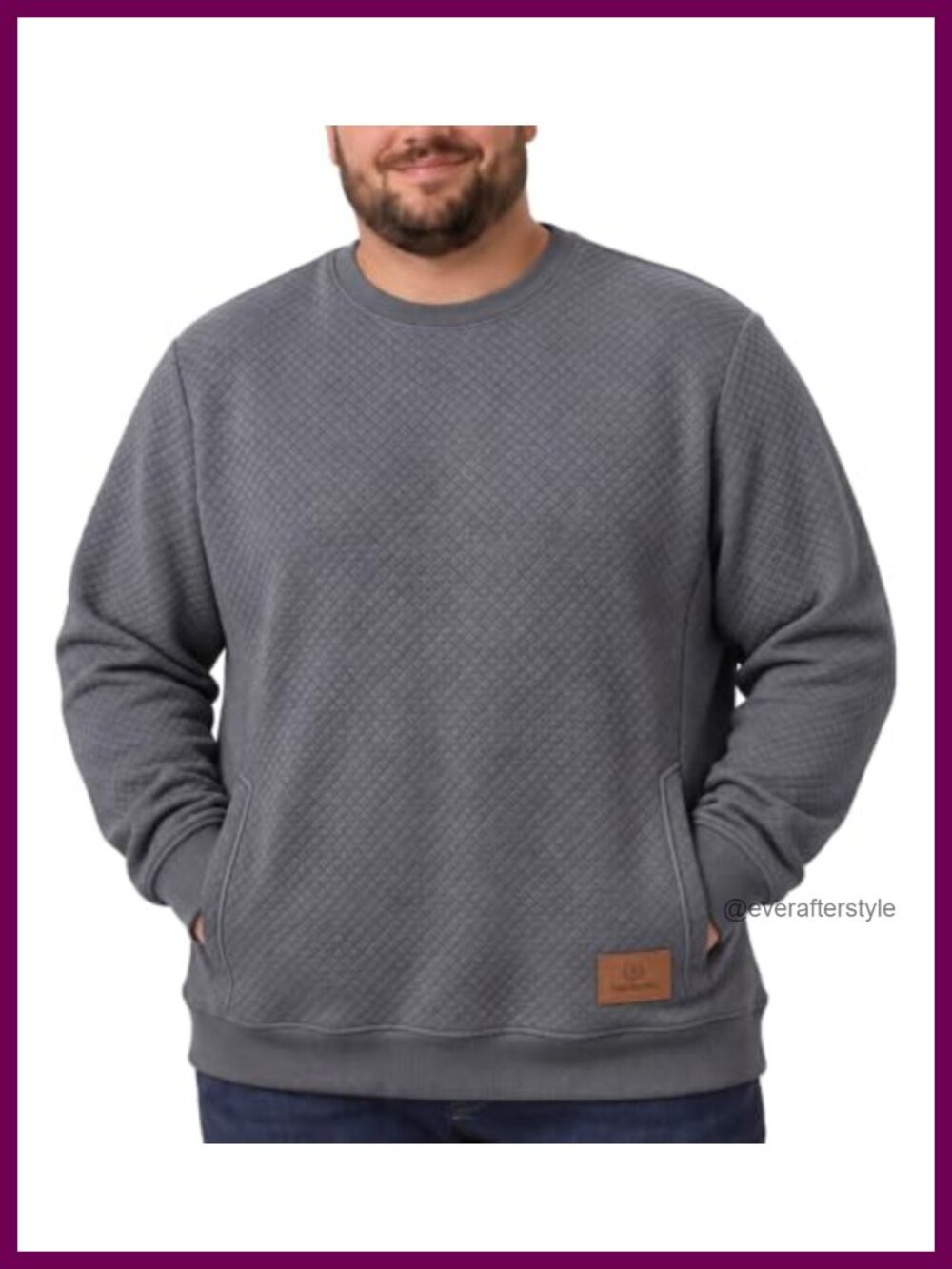 Big & Tall Fleece Lined Jacquard Pullover Sweatshirt Crewneck